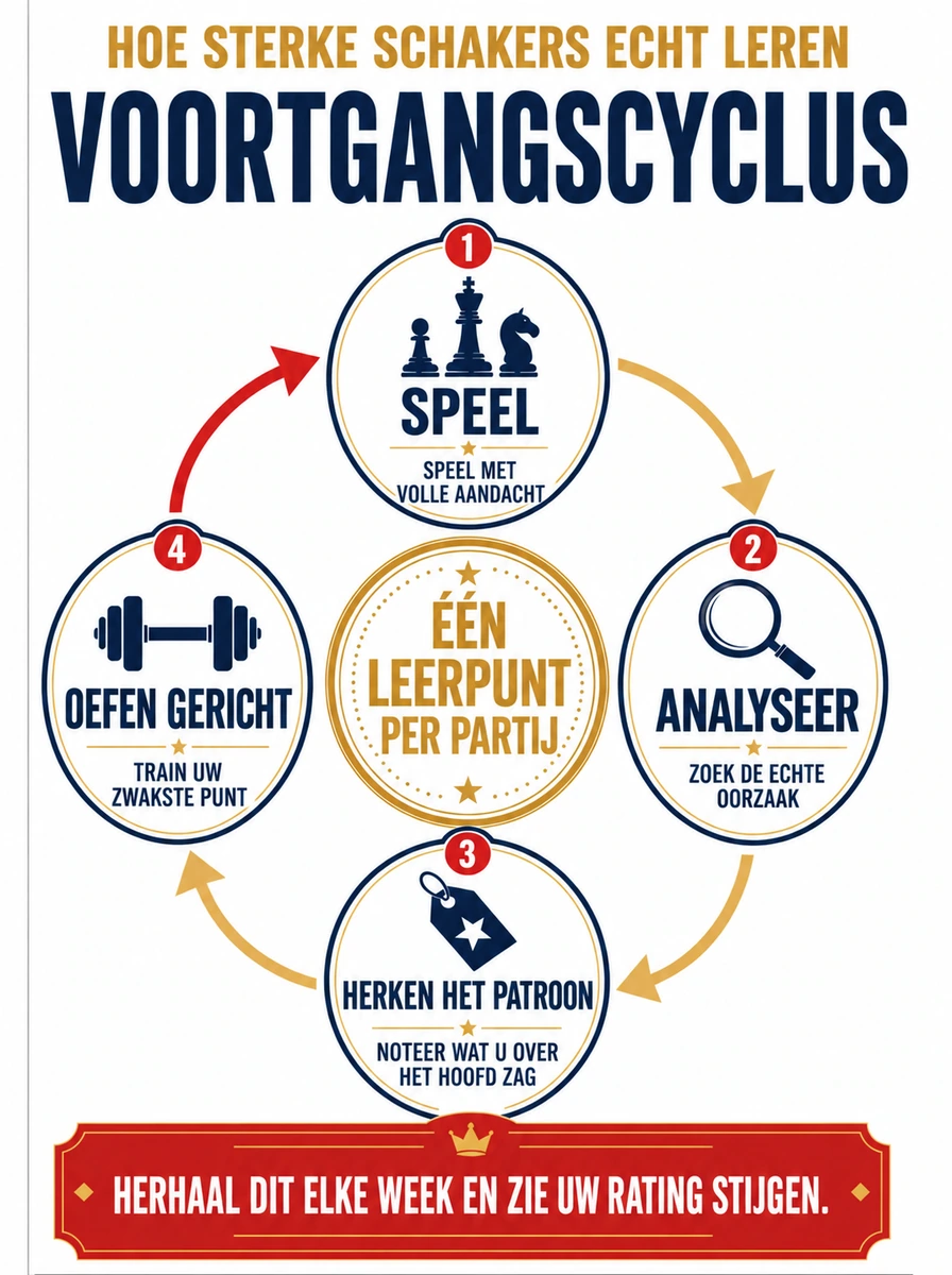 De vooruitgangscyclus: speel, analyseer en oefen