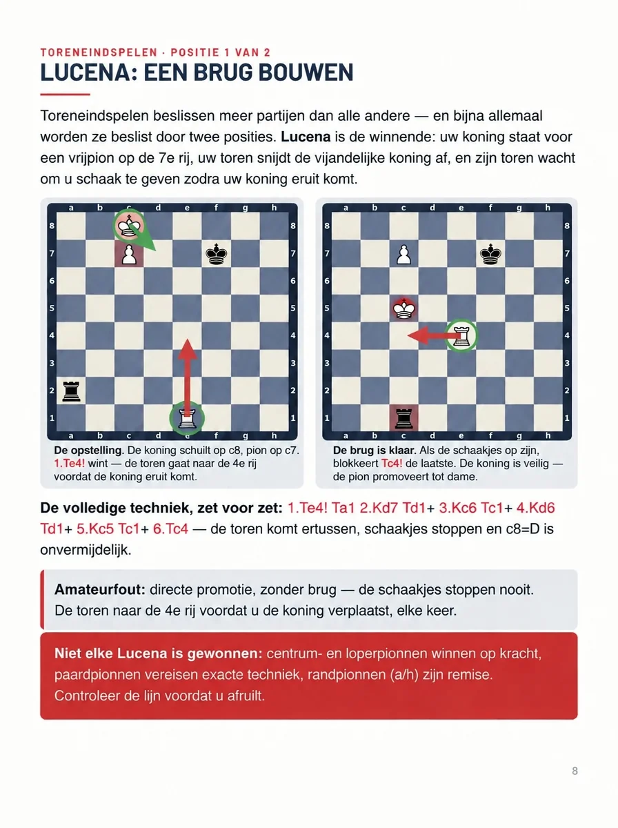 De Lucena-positie: bouw een brug in het toreneindspel